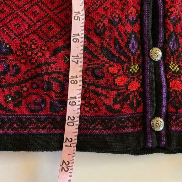 Dale Of Norway Womans M Wool Cardigan Sweater Red Nordic Fair isle Floral - Picture 15 of 15